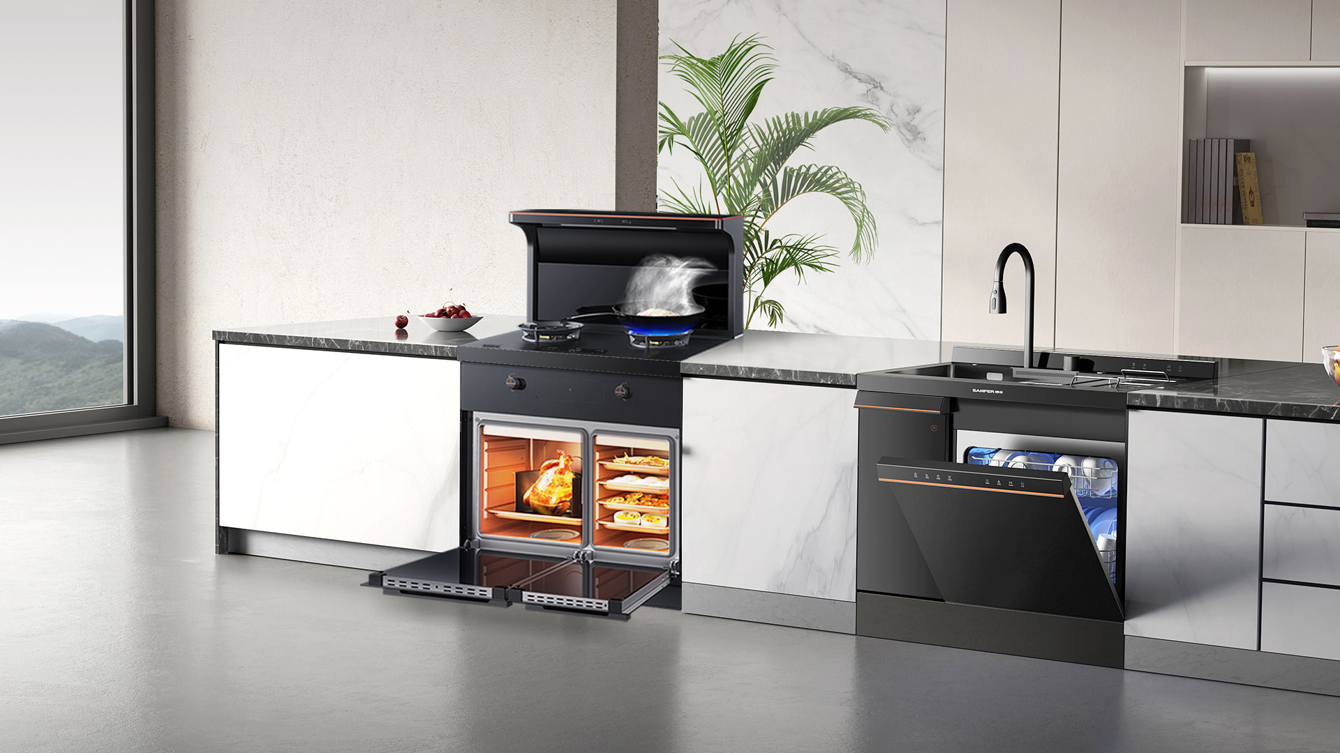 厨房新标配，帅丰有1套！集成灶+集成水槽满足厨房所有需求！