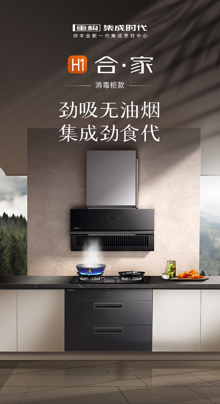 帅丰H1 合·家 消毒柜款集成烹饪中心