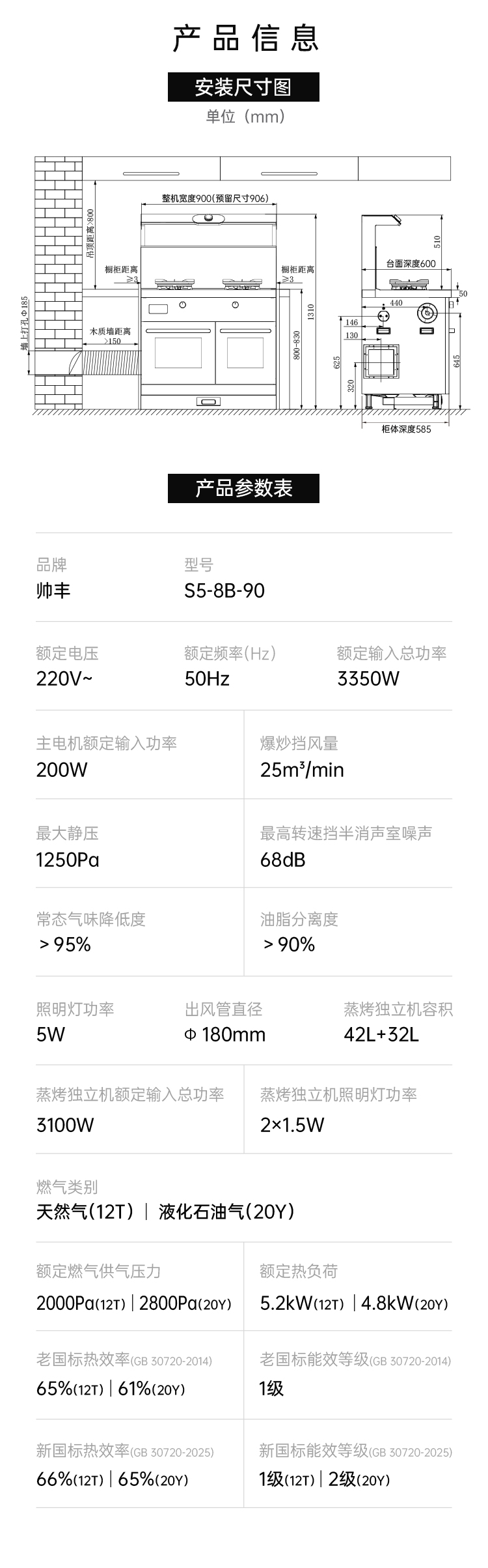 帅丰时空S5蒸烤独立集成灶