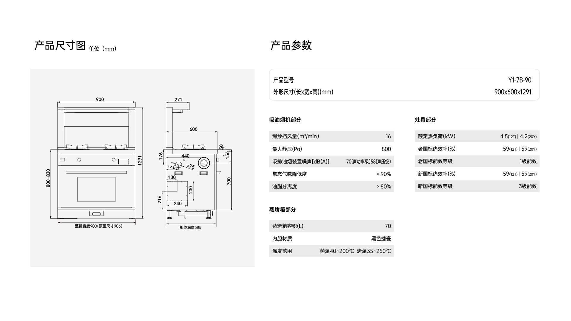 帅丰悦己 Y1-7B-90集成灶